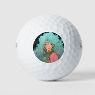 Fantasy Bohemian Aesthetic Anime Girl Golf Balls