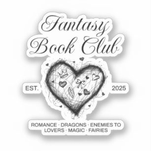 Fantasy Book Club Typography & Heart doodle sketch