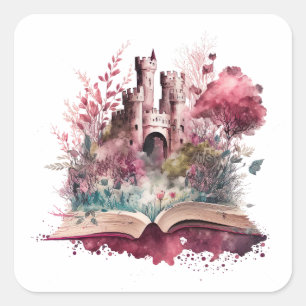 Fantasy Book Lover Design Square Sticker