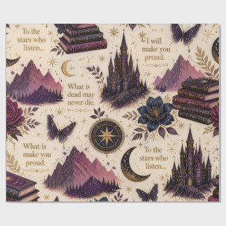 Fantasy Bookish Celestial Wrapping Paper Roll