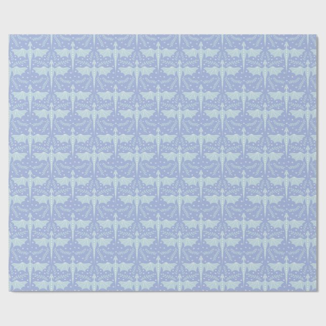 Fantasy Botanical Dragon Wrapping Paper (Flat)