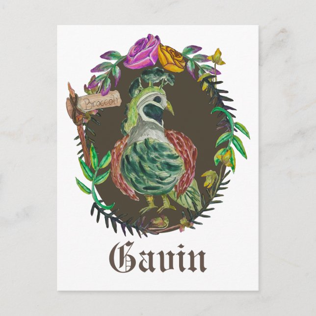 Fantasy broccoli quail - cute quail postcard (Front)