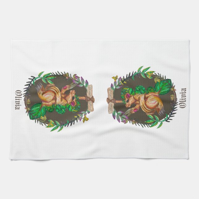 Fantasy Brussels sprout badger -  cute badger Kitchen Towel (Horizontal)