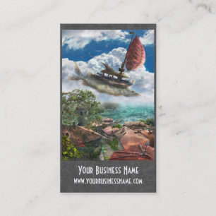Fantasy Business Card with flying unique ship