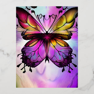 Fantasy Butterfly Graphic Foil Holiday Postcard