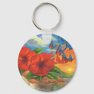 Fantasy Butterfly Landscape Painting - Multi Keychain