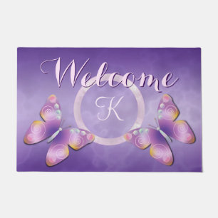 Fantasy Butterfly Monogram Purple Doormat