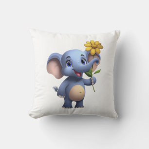 Fantasy Cartoon Elephant Throw Pillow