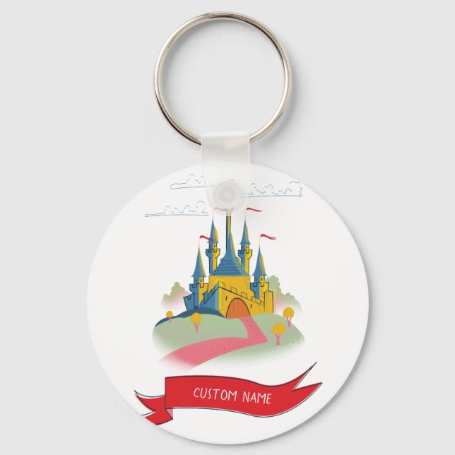 Fantasy Castle Custom Text Keychain (Front)