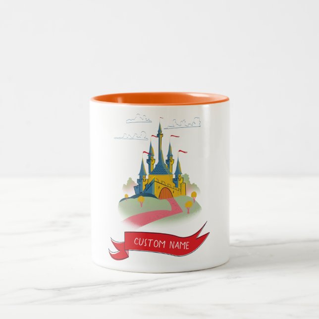 Fantasy Castle Custom Text Two-Tone Coffee Mug (Center)