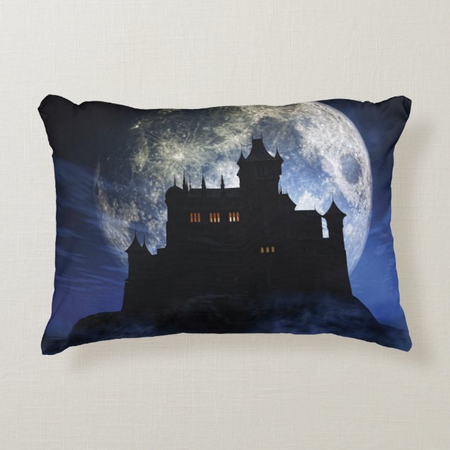 Fantasy castle during night accent pillow (Front)