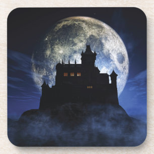 Fantasy castle during night coaster