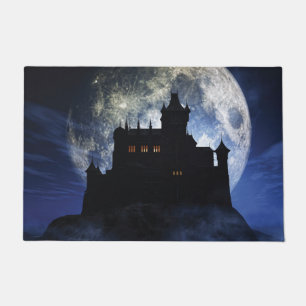 Fantasy castle during night doormat
