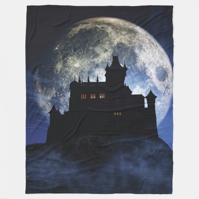 Fantasy castle during night fleece blanket (Front)