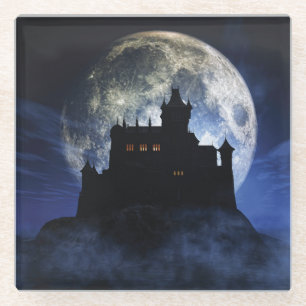 Fantasy castle during night glass coaster