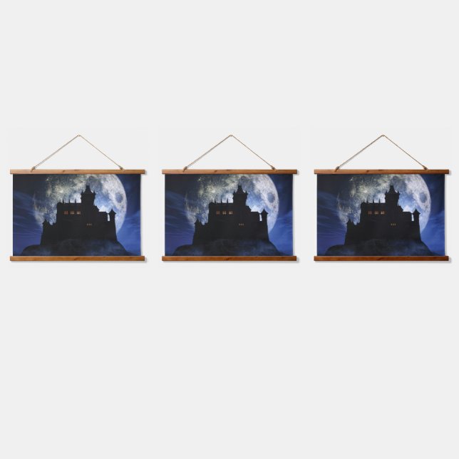 Fantasy castle during night hanging tapestry (Triple)