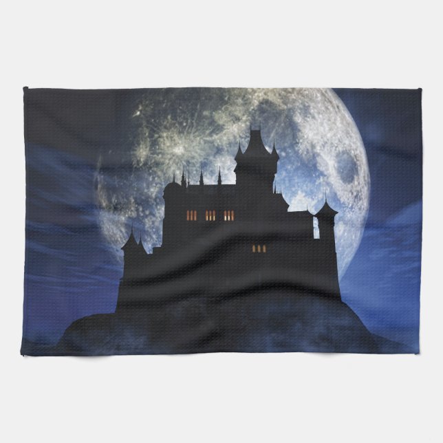 Fantasy castle during night kitchen towel (Horizontal)