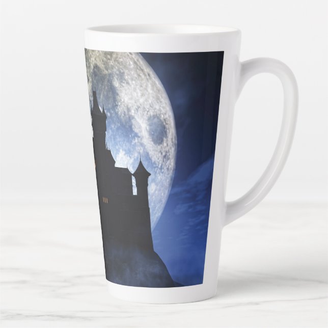 Fantasy castle during night latte mug (Right)