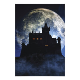 Fantasy castle during night photo print