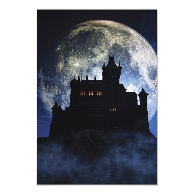 Fantasy castle during night photo print (Front)