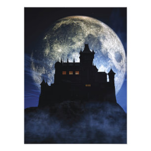 Fantasy castle during night photo print