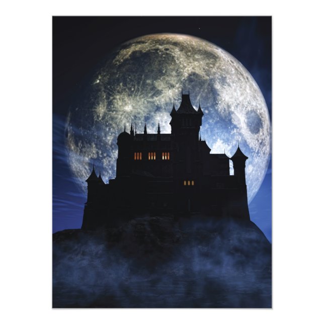 Fantasy castle during night photo print (Front)