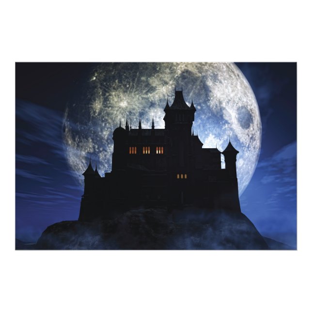 Fantasy castle during night photo print (Front)