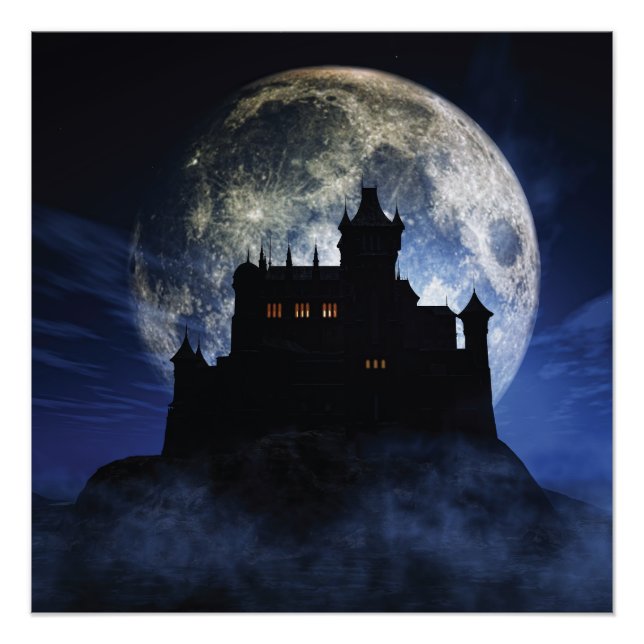 Fantasy castle during night poster (Front)