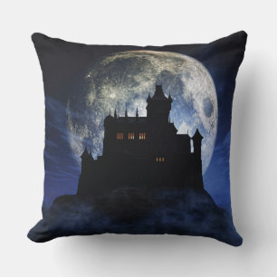 Fantasy castle during night throw pillow
