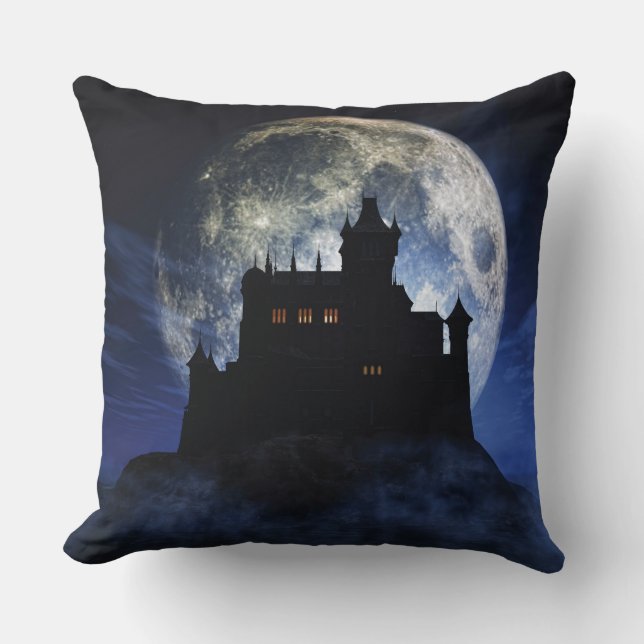 Fantasy castle during night throw pillow (Front)