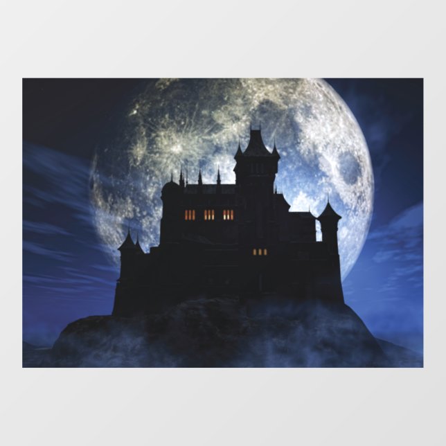 Fantasy castle during night window cling (Sheet)