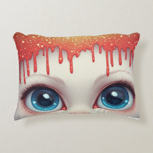 Fantasy Cat Blue Eyes With Dripping Accent Pillow