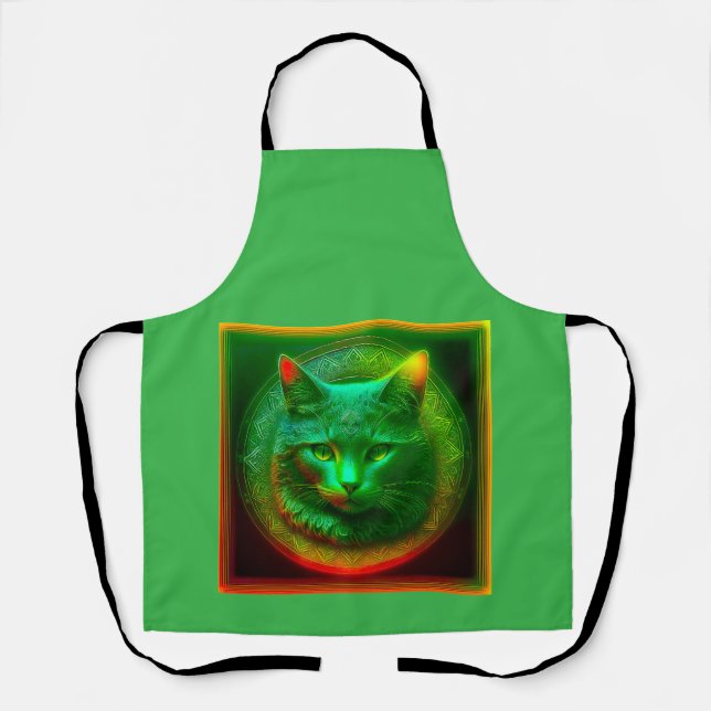 Fantasy Cat In Front Of Crest Apron (Front)