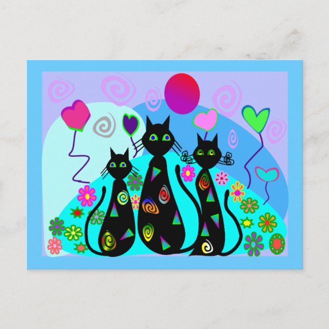 "Fantasy Cats of Summer" Postcard (Front)