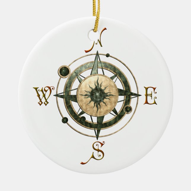 Fantasy (Celtic) Compass Design Ceramic Ornament (Front)
