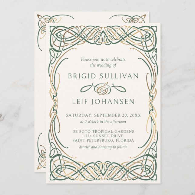 Fantasy Celtic Medieval Wedding Invitation (Front/Back)