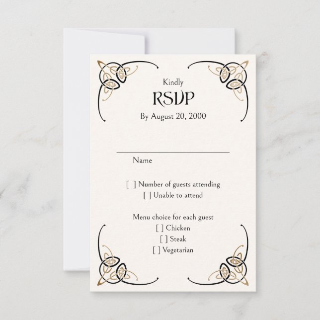 Fantasy Celtic Medieval Wedding RSVP Card (Front)