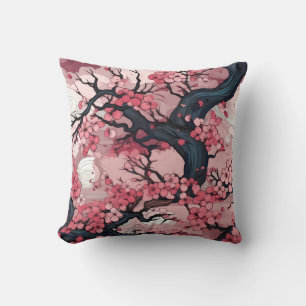 Fantasy Cherry Blossom Dreamscape Throw Pillow