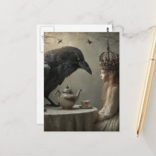 Fantasy Child a Royal Raven Tea Party Retro Postcard