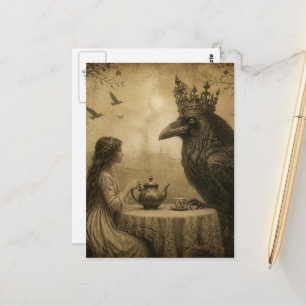 Fantasy Child and a Royal Raven Tea Party Postcard