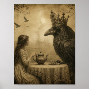 Fantasy Child and a Royal Raven Tea Party Poster