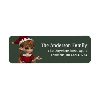 Fantasy Christmas Elf Address Label - red hair