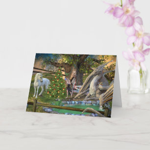 Fantasy Christmas Fairy Unicorn Dragon Card