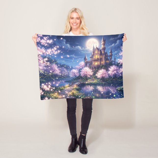 Fantasy City and Castle Fleece Blanket (In Situ)