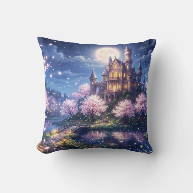 Fantasy City and Castle Throw Pillow (Front)