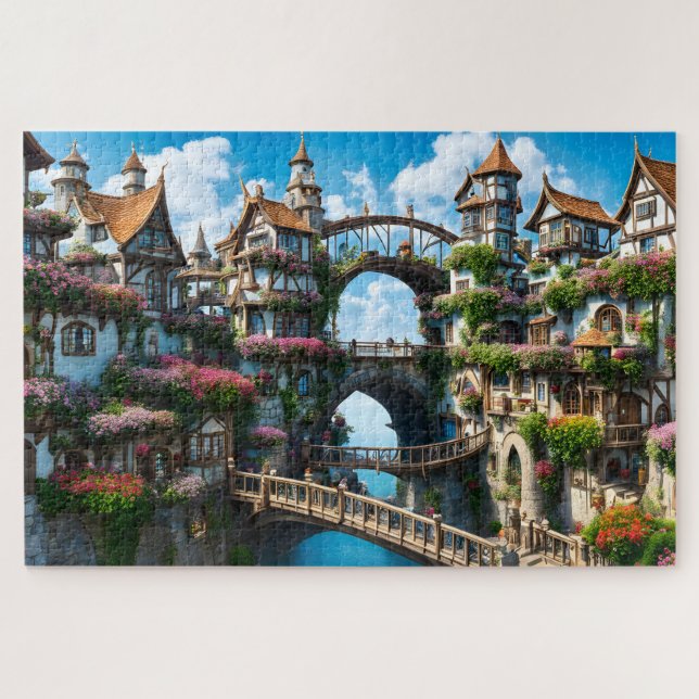 Fantasy City on a Cliff Jigsaw Puzzle (Horizontal)