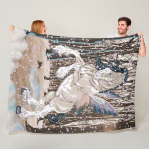 Fantasy Clydesdale Horse Fairy Fleece Blanket