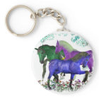 Fantasy coloured horses in flowers graphic design