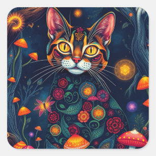 Fantasy Colourful Cat Stickers
