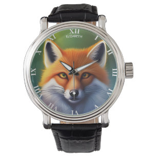 Fantasy Colourful Fox Art Deco Style Watch